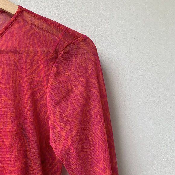 Urban Outfitters Pink Orange Mesh Button Up Top & Cropped Vest Size Large - Picture 11 of 16